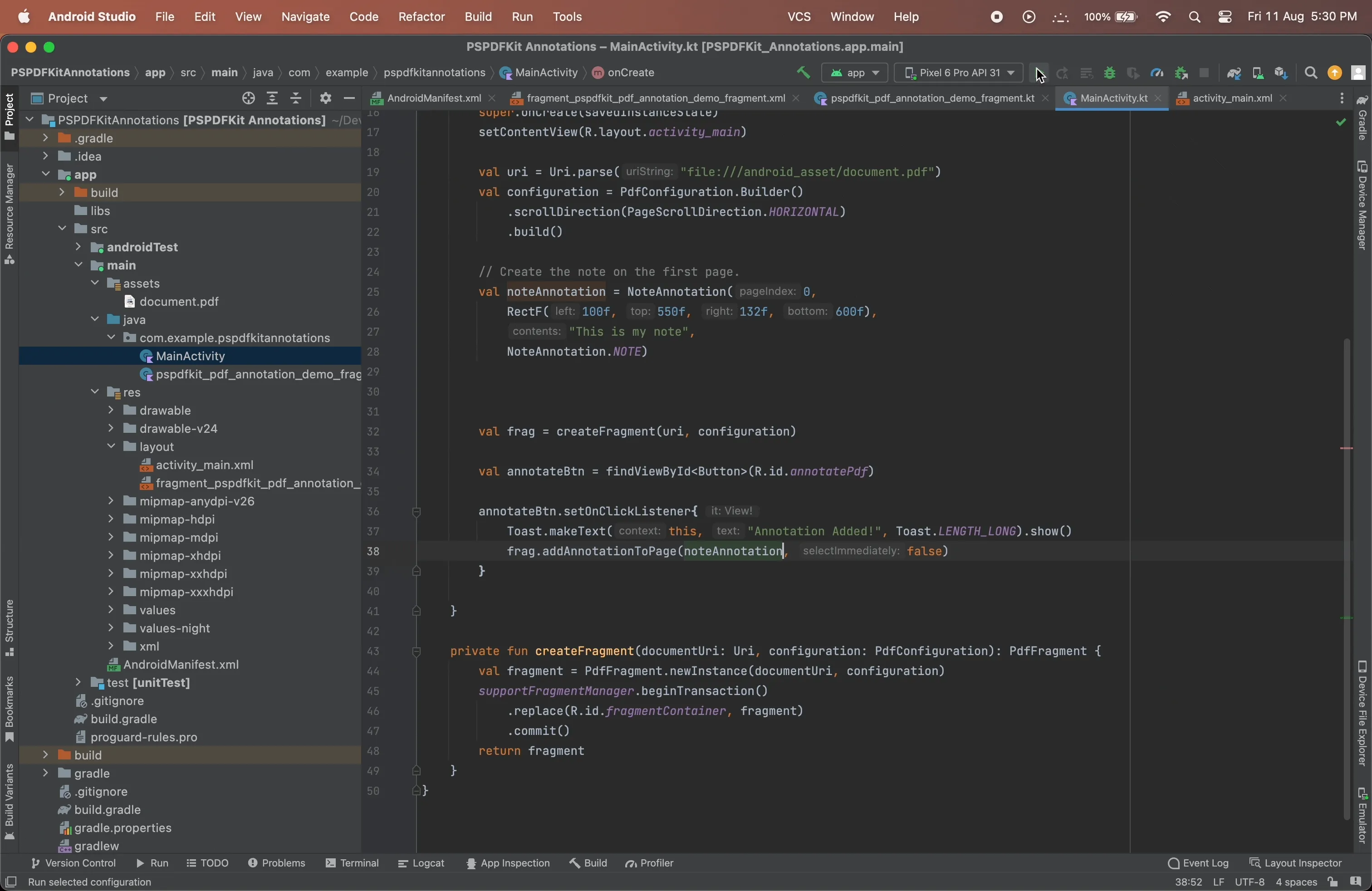 GIF showing the note annotation in action