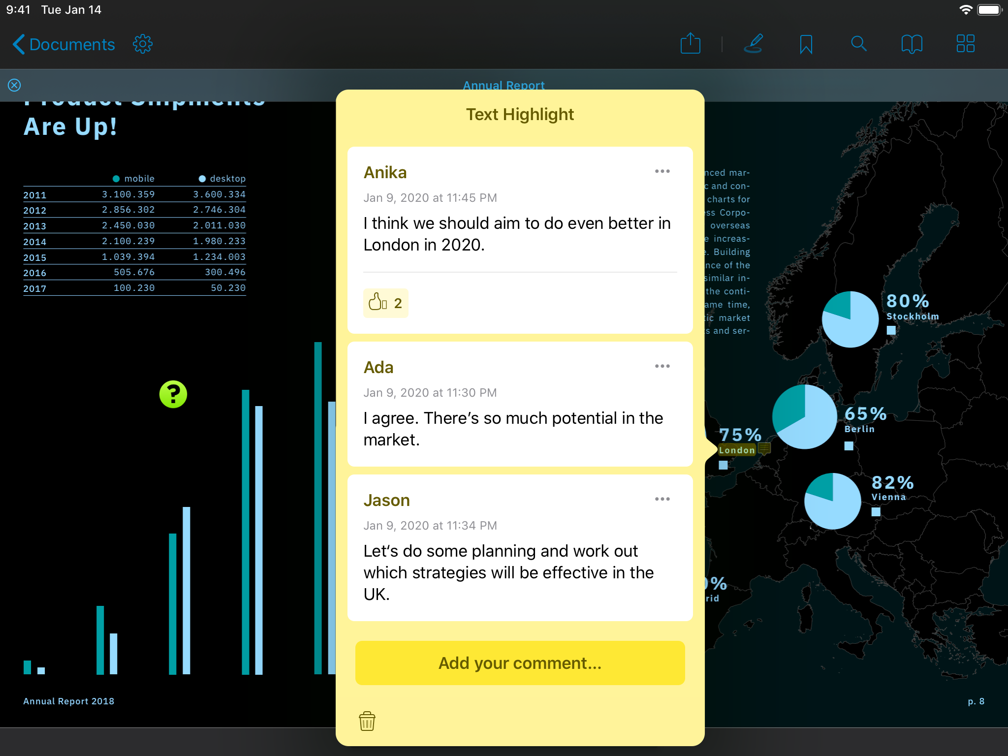 Previous Note UI in Dark Mode - Yellow