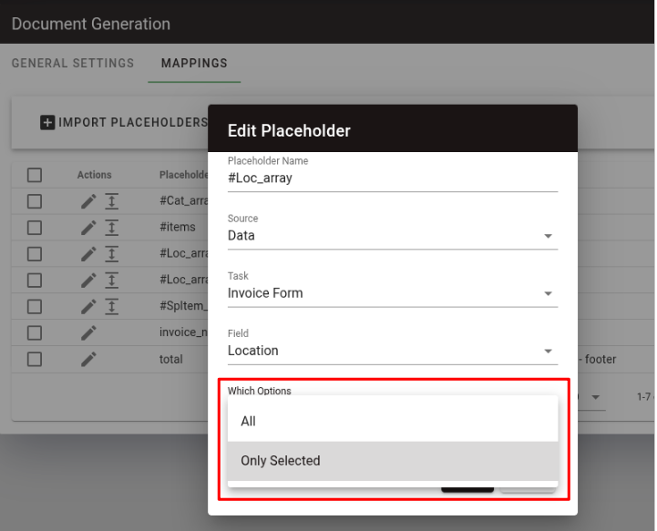 Checkbox question mapping with loop placeholder connected to form checkbox