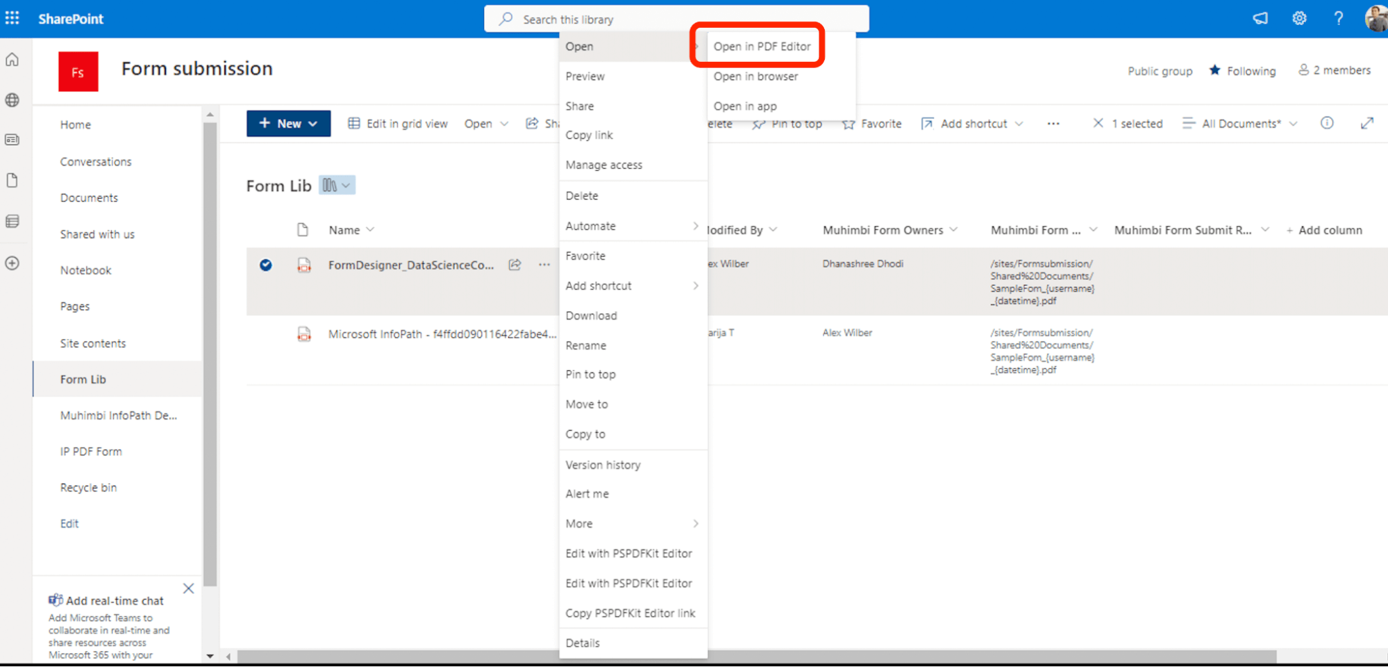 Open PDFs in SharePoint