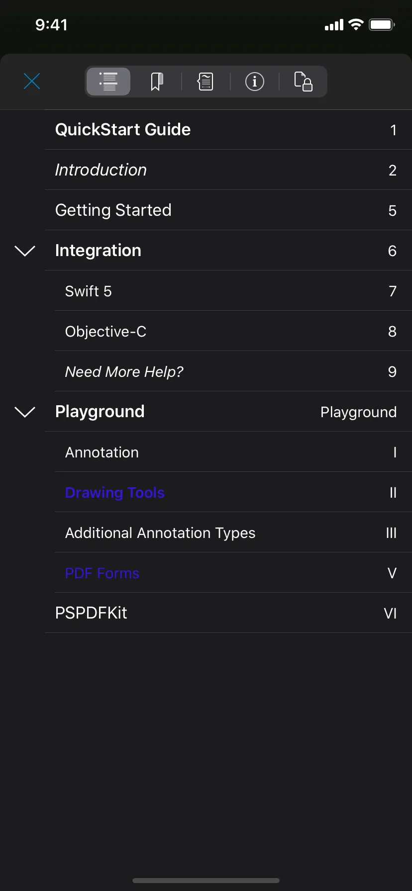 Previous Outline in in Dark Mode