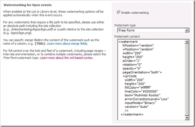 QR Code Watermark on-open