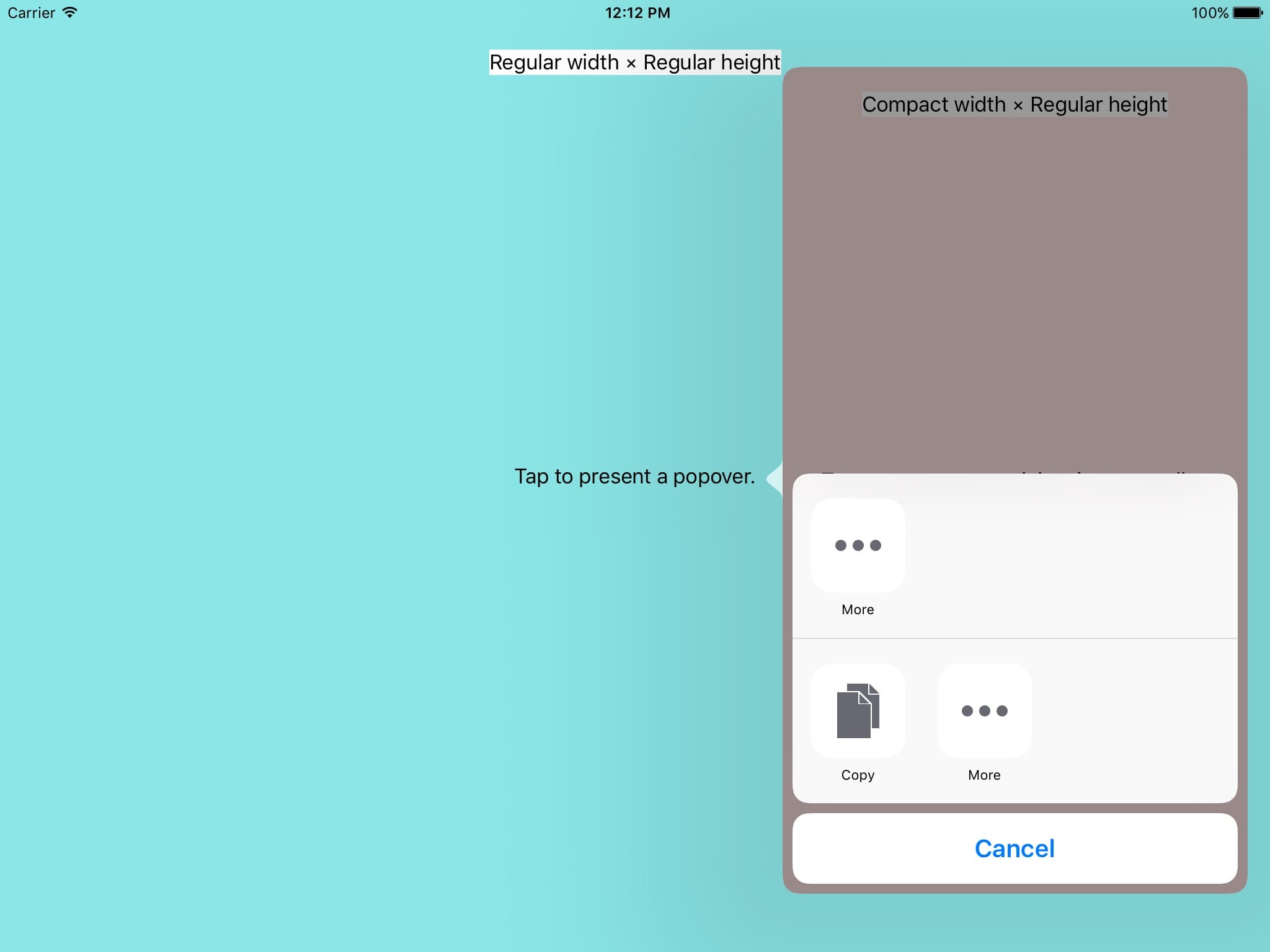 Popover presenting activity view controller as a sheet
