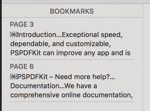 Bookmarks in Preview
