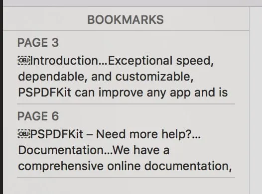 Bookmarks in Preview