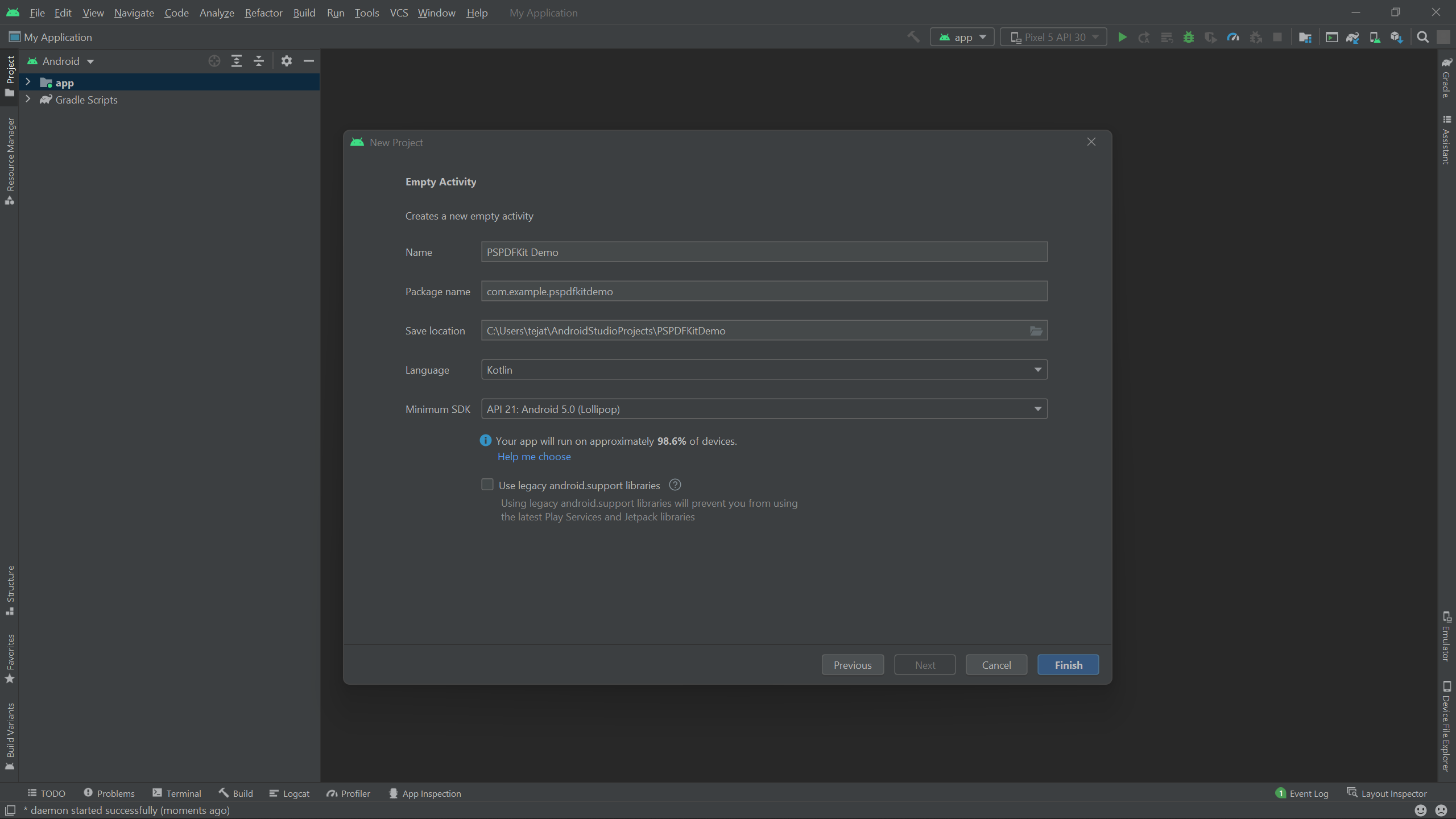 Image showing a wizard for project setup