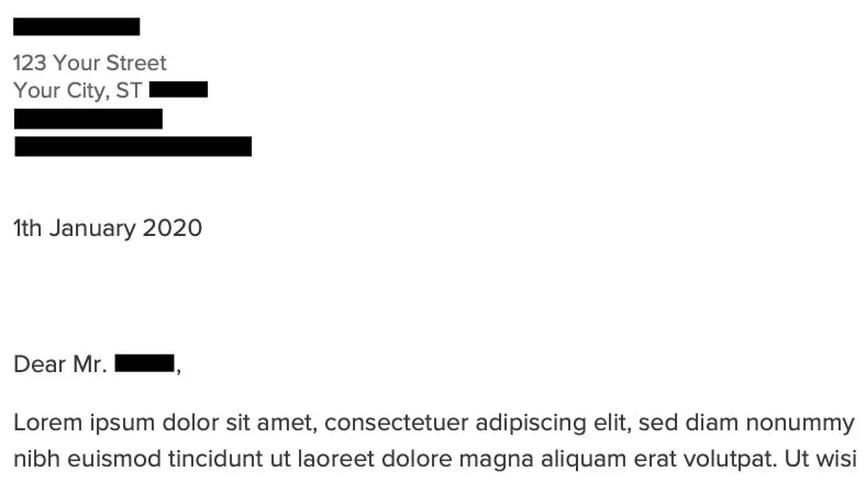 Document with multiple items of data redacted using redaction shape