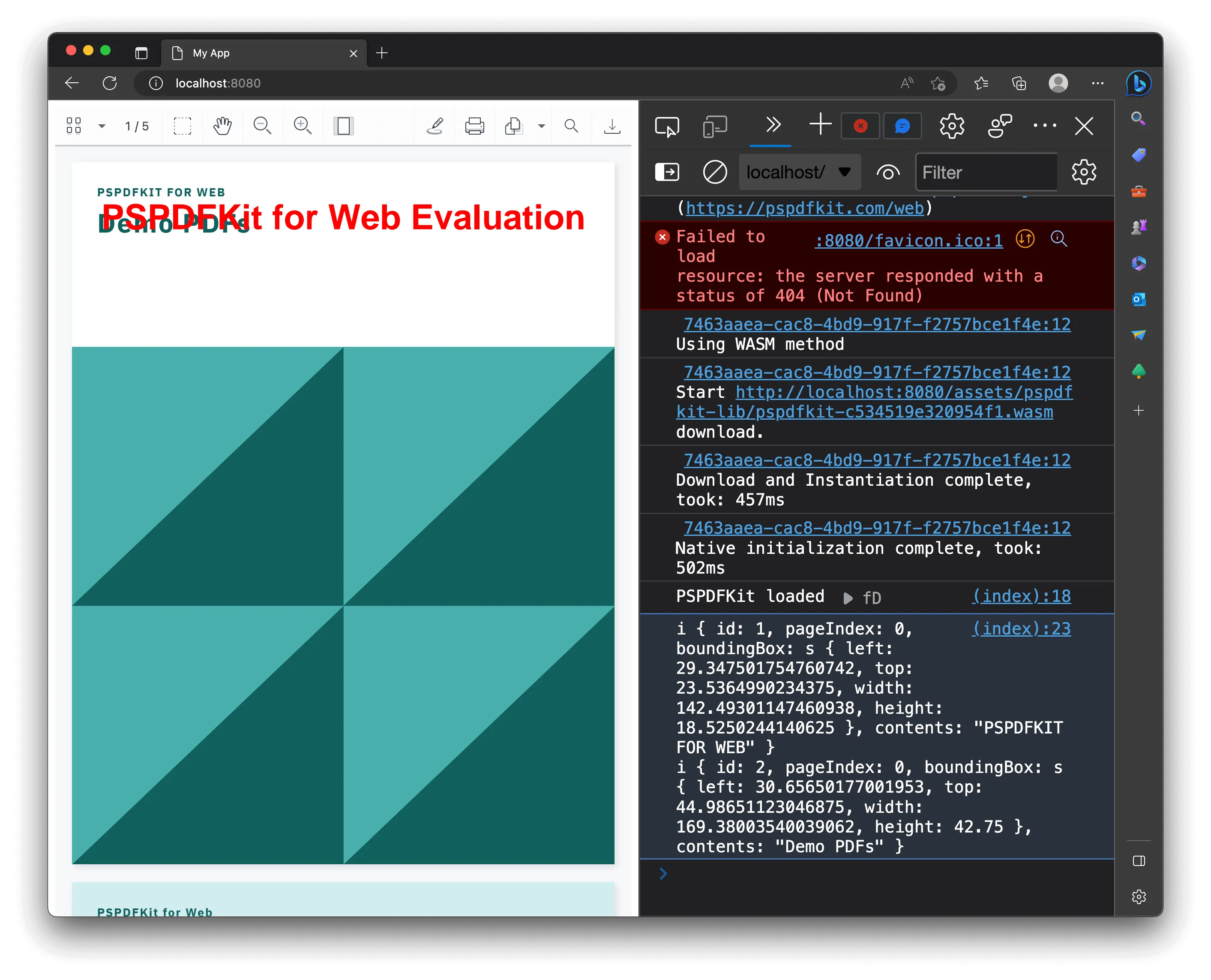 Nutrient SDK rendering a PDF in the browser after JavaScript text extraction setup