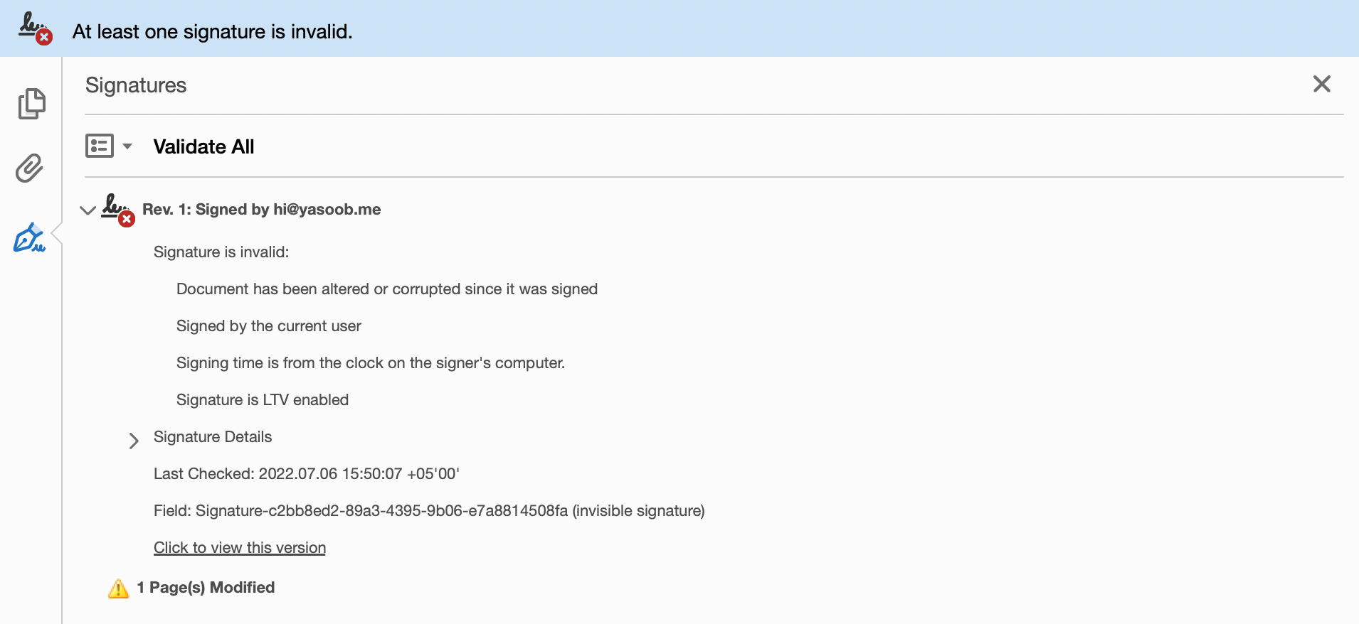Sample signed PDF in Adobe Acrobat