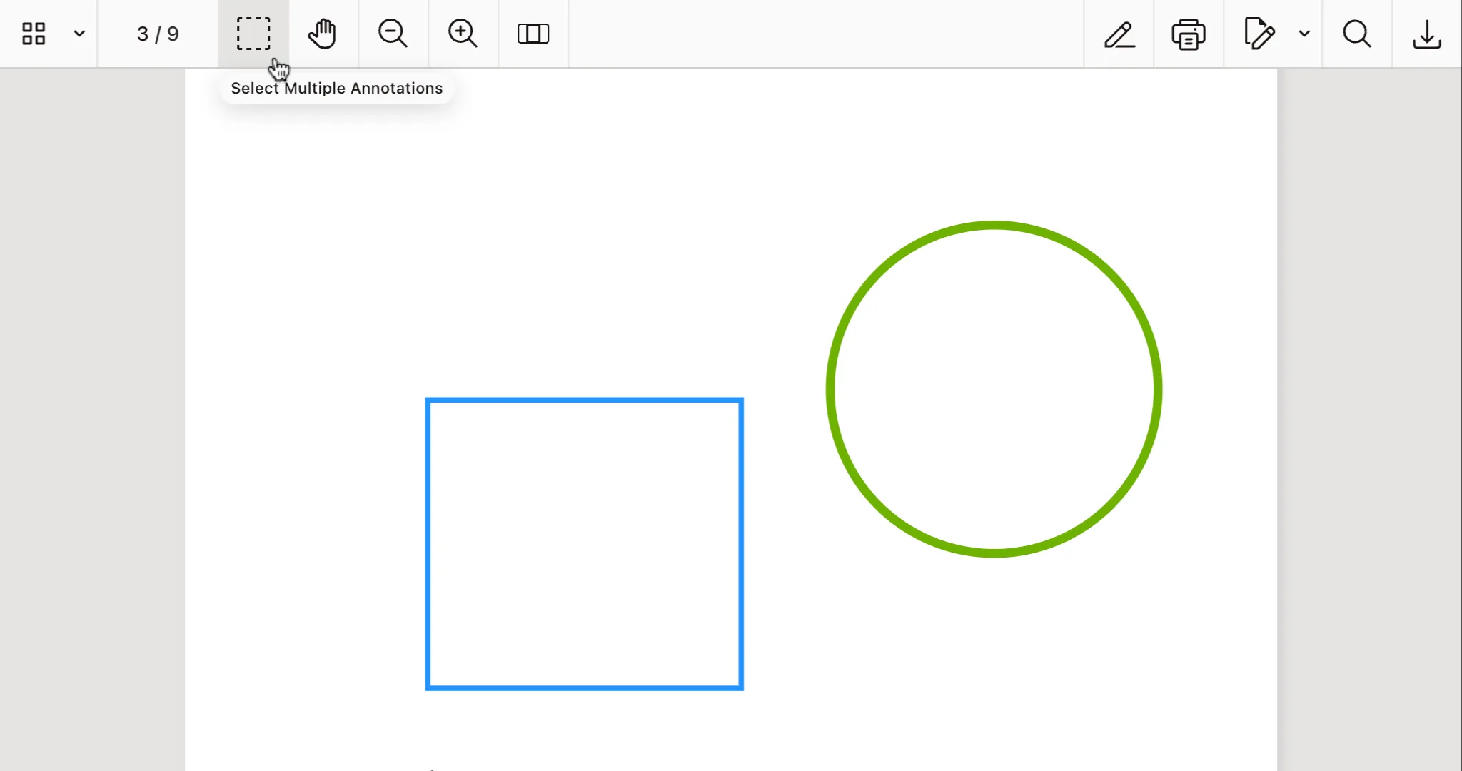 Select multiple annotations toolbar item