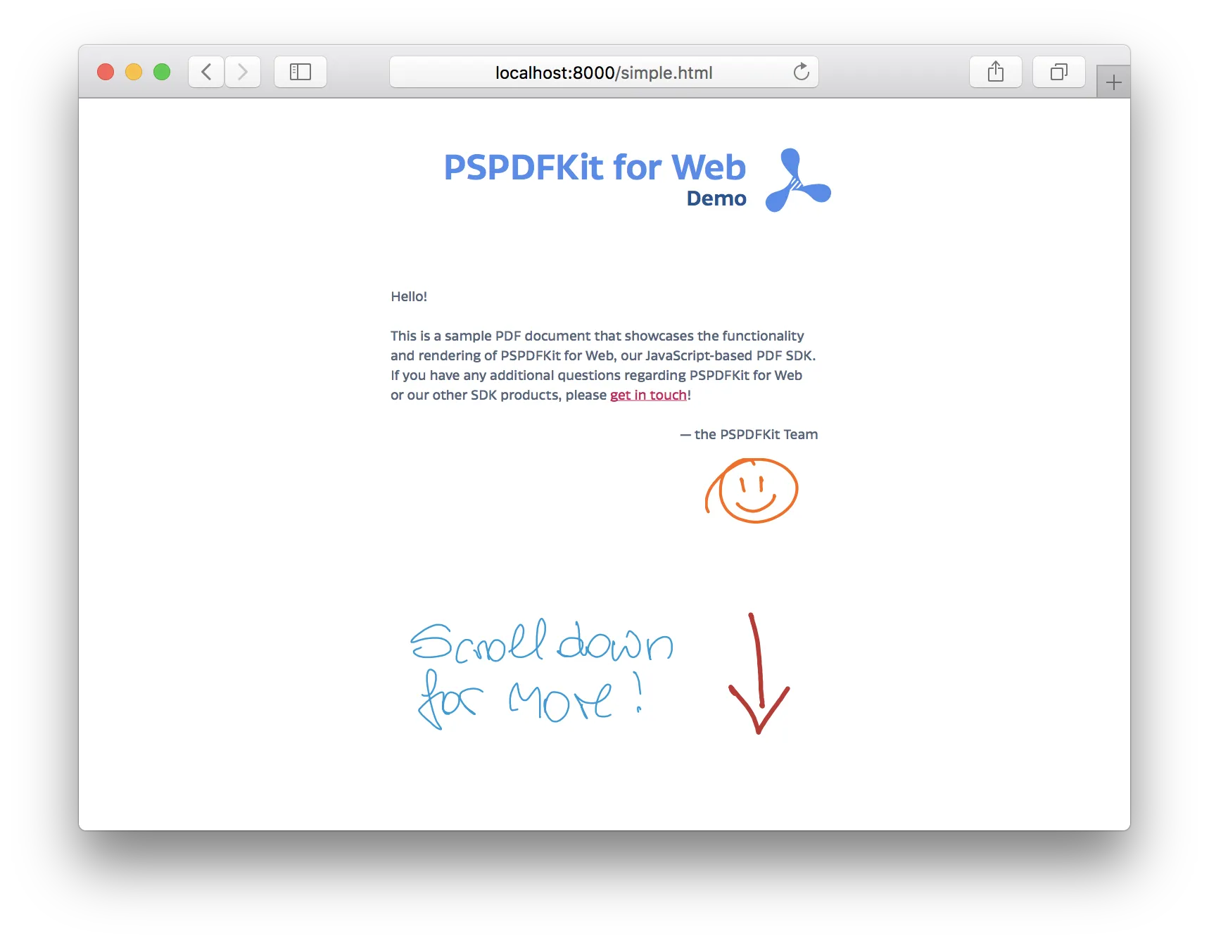 PDF.js rendering the first page of a document in the browser