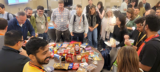 Scoping out the snacks