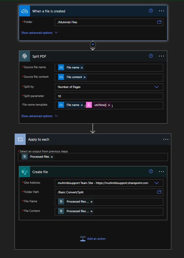 split pdf using power automate