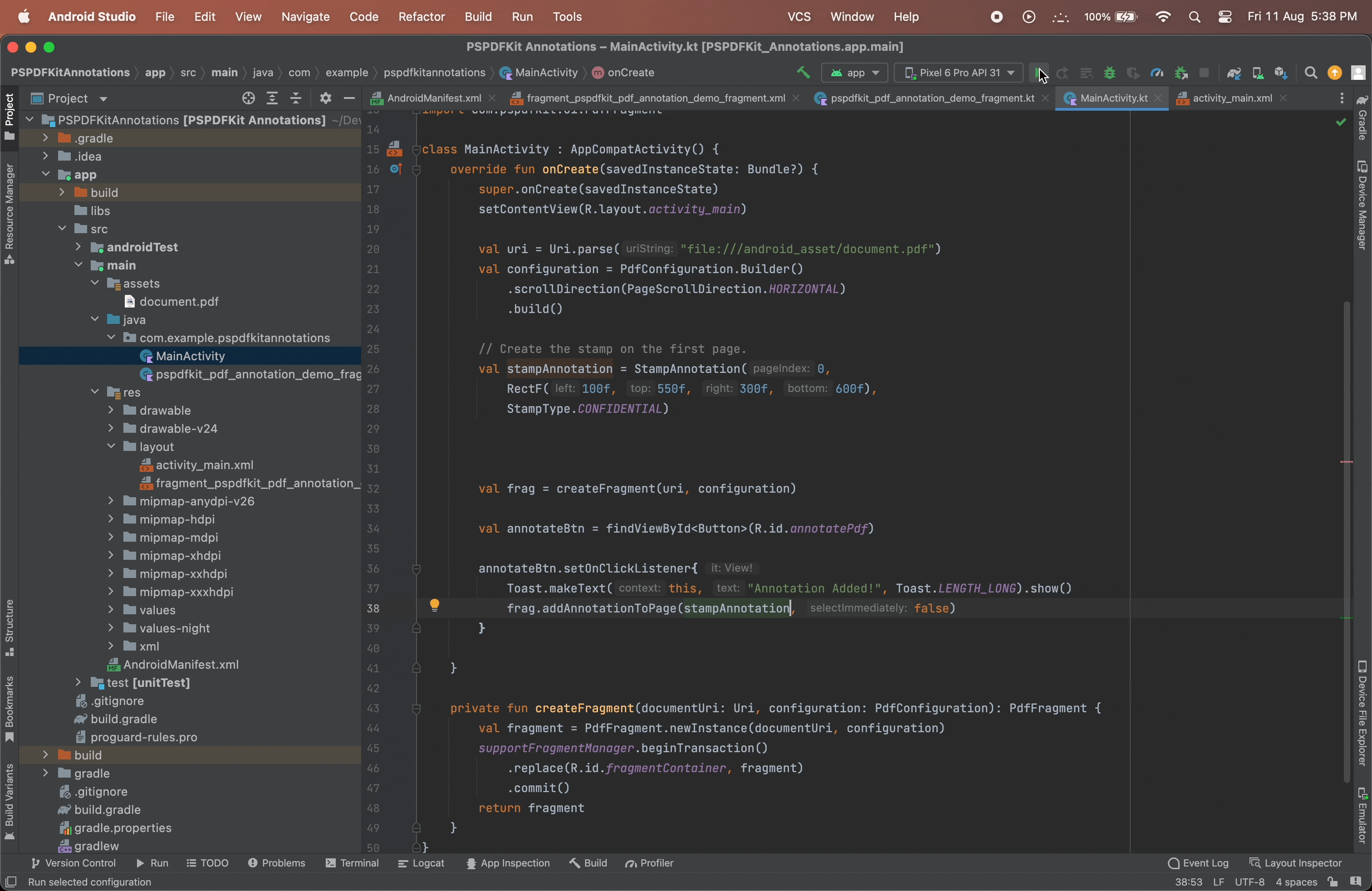GIF showing the stamp annotation in action