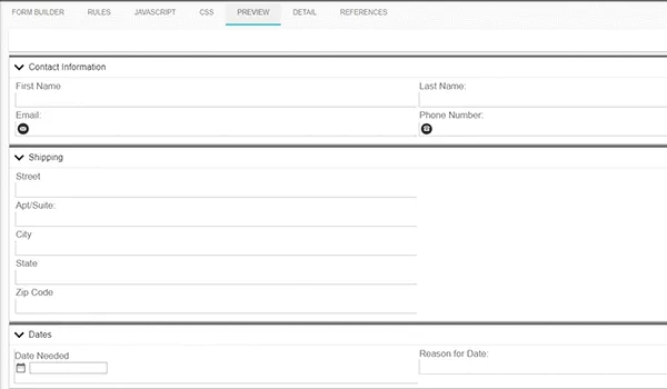 Example of an electronic form