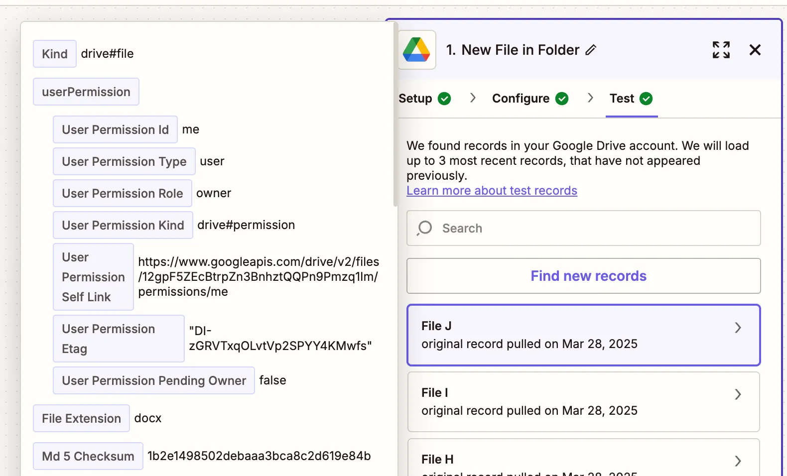 Test the trigger by pulling in a sample Office file