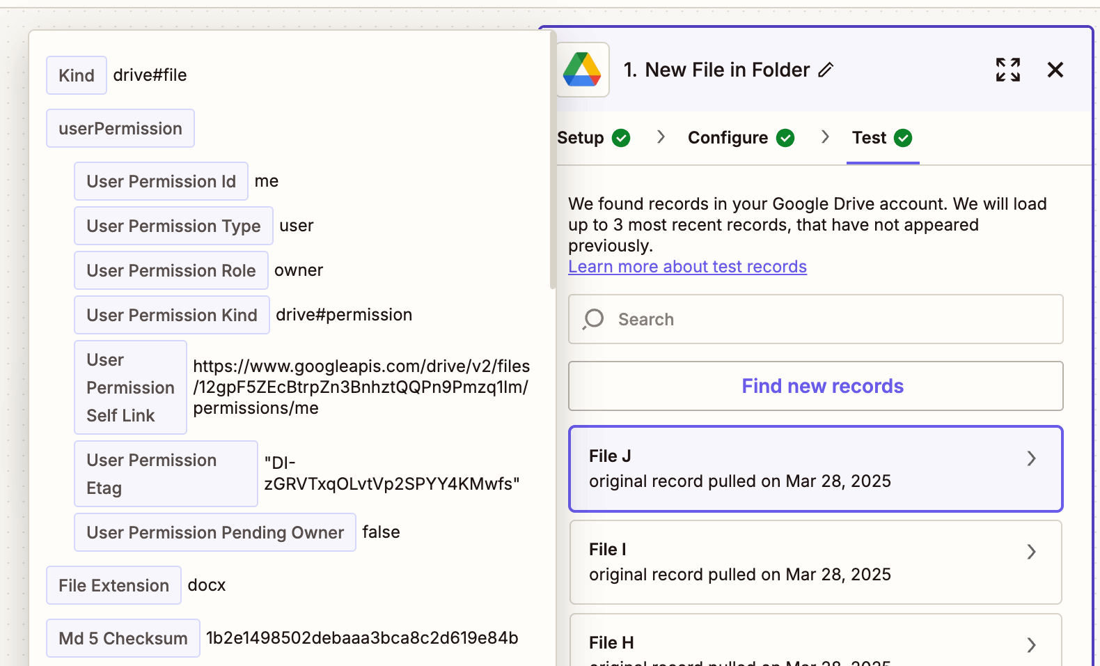 Test the trigger by pulling in a sample Office file