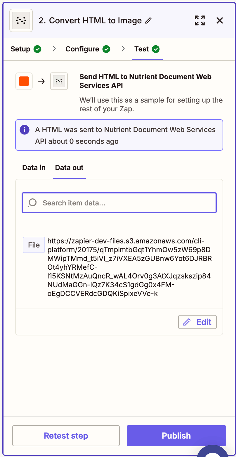 Test showing successful image output from HTML file