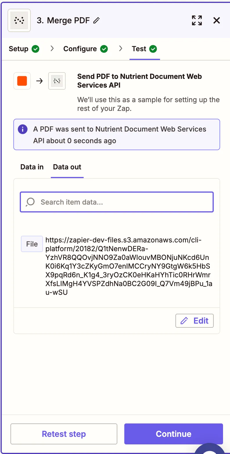 Test showing merge completed successfully