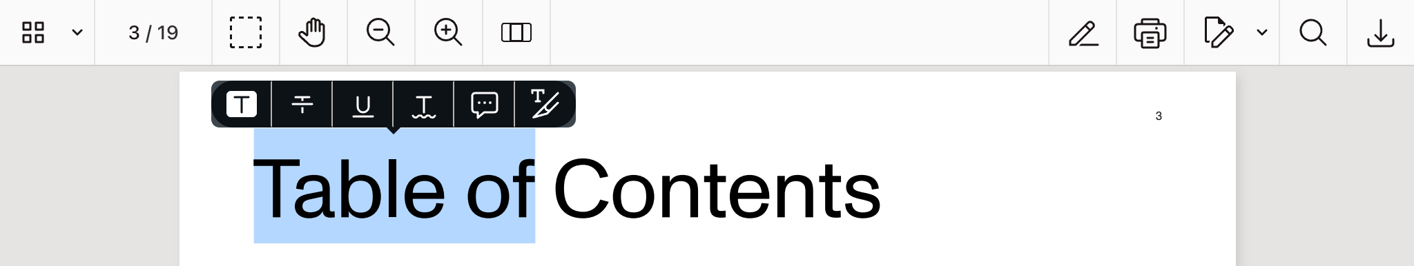 Text selection tooltip