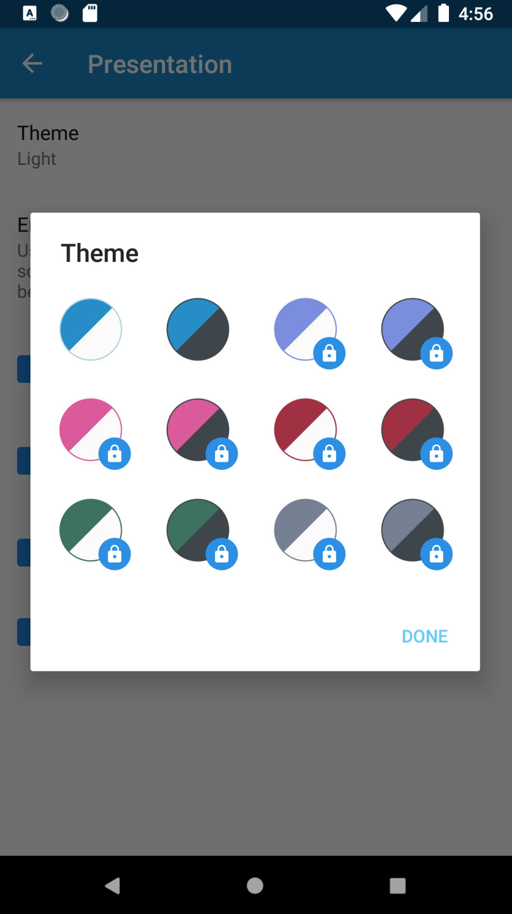 Theme chooser UI of PDF Viewer