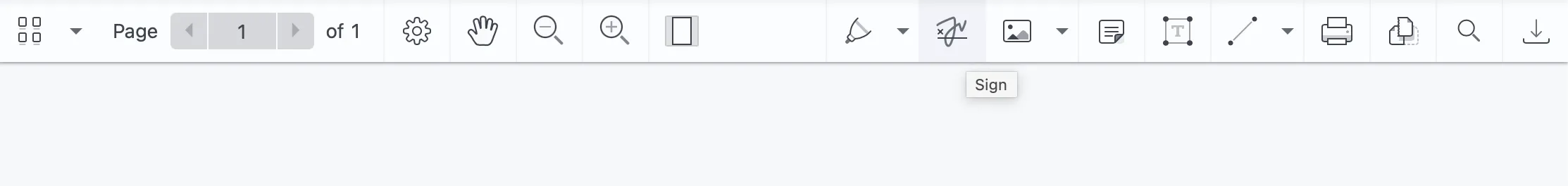 Screenshot of Nutrient Web SDK toolbar with the sign button highlighted.