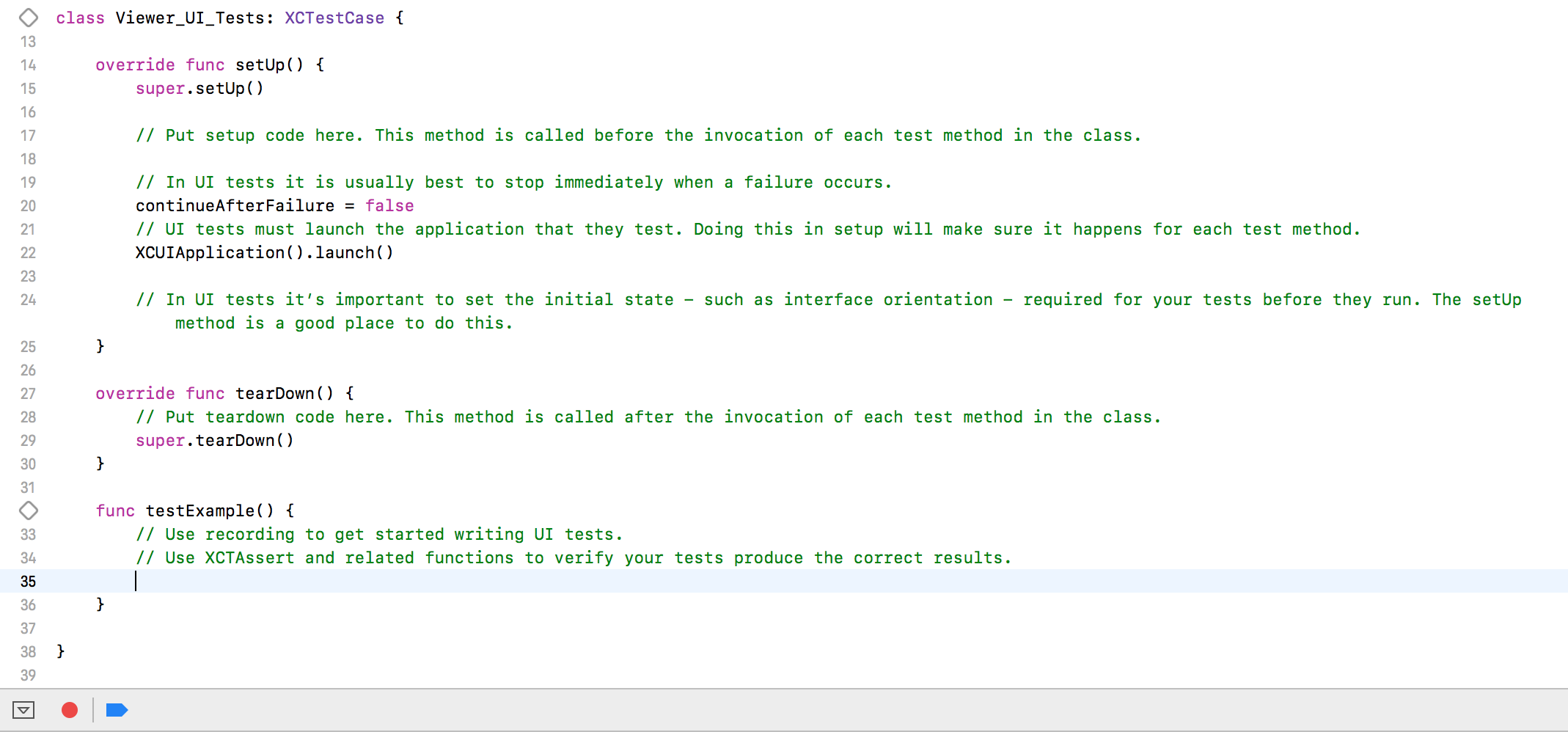 Generating code for UI testing
