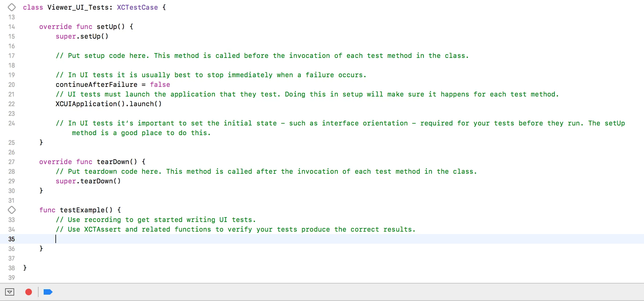 Generating code for UI testing