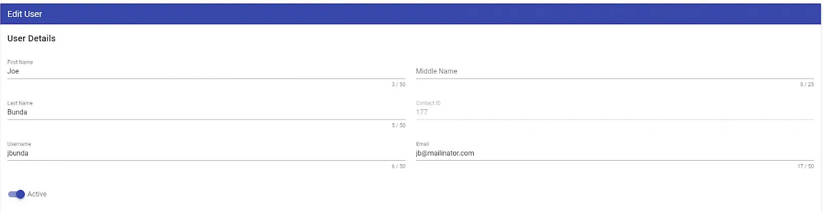 Active/inactive toggle