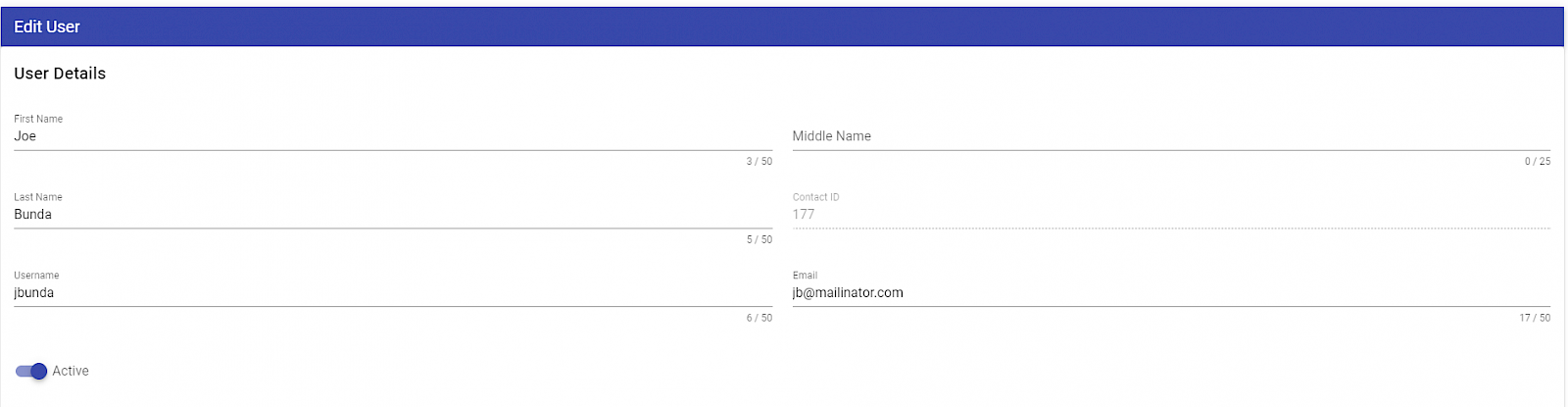 Active/inactive toggle