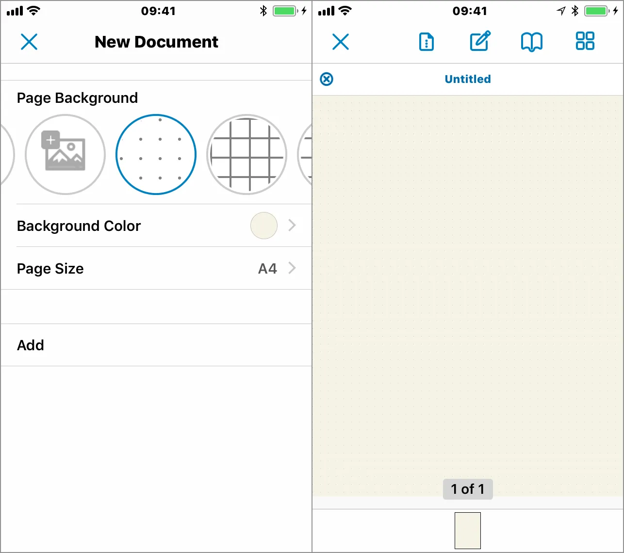 Screen shot new document screen in PDF Viewer