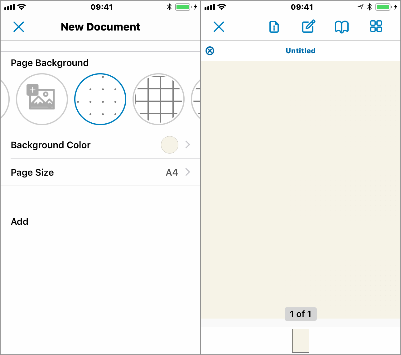 Screen shot new document screen in PDF Viewer