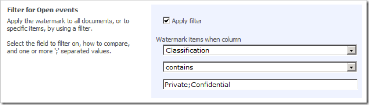 specifying filter criteria