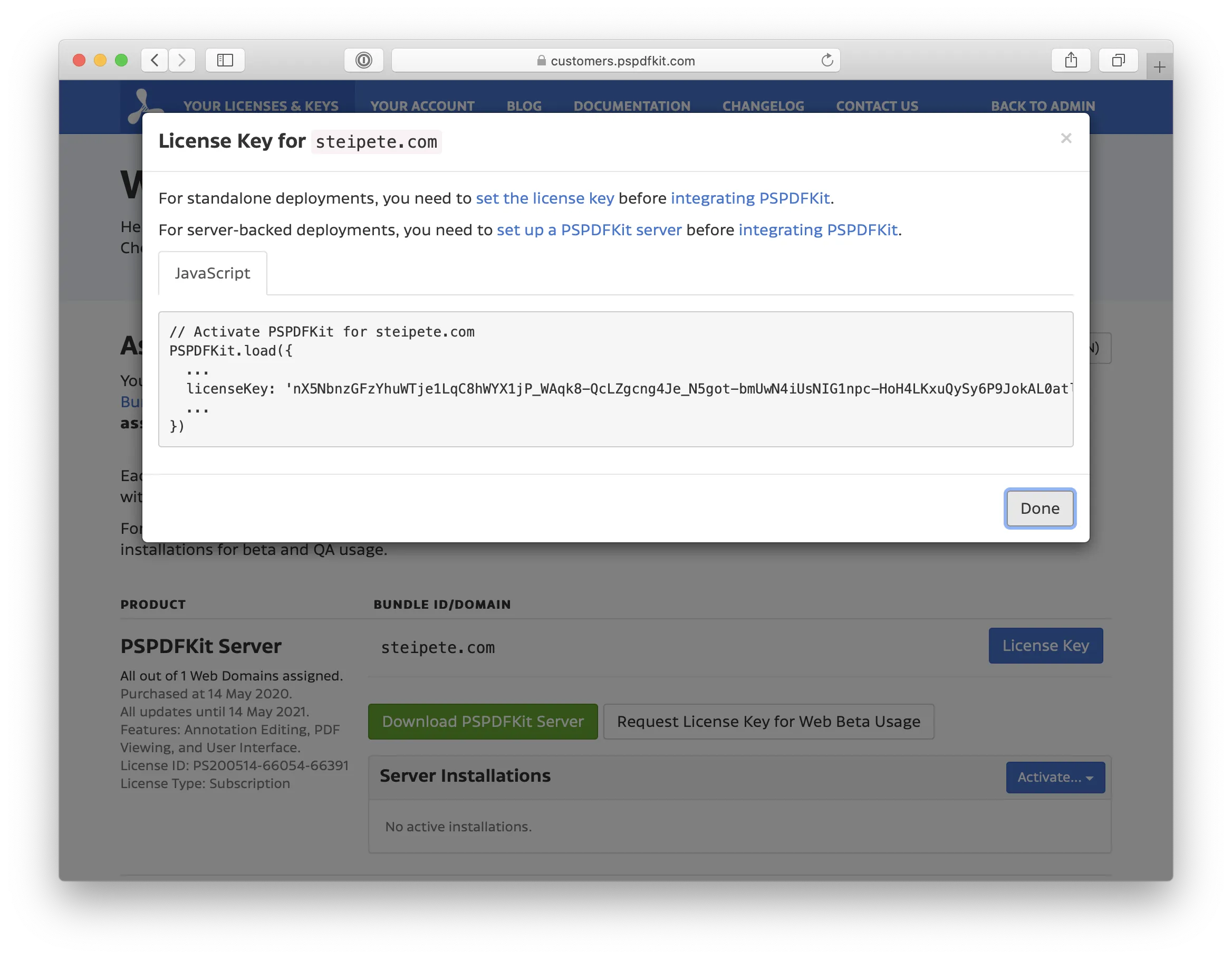 Web License Key