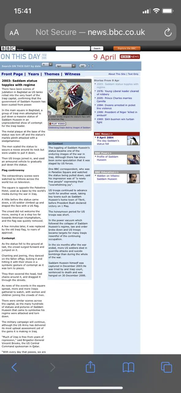 Screenshot of news site elements displayed on mobile device