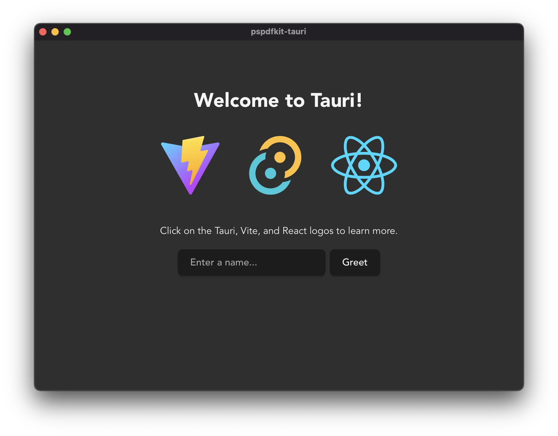 Mac app window displaying the title