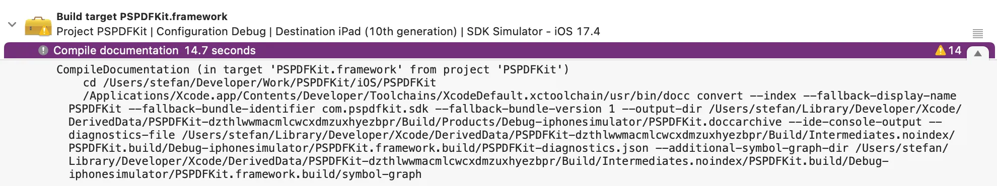 Compile documentation for PSPDFKit framework build step