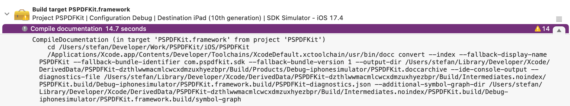 Compile documentation for PSPDFKit framework build step