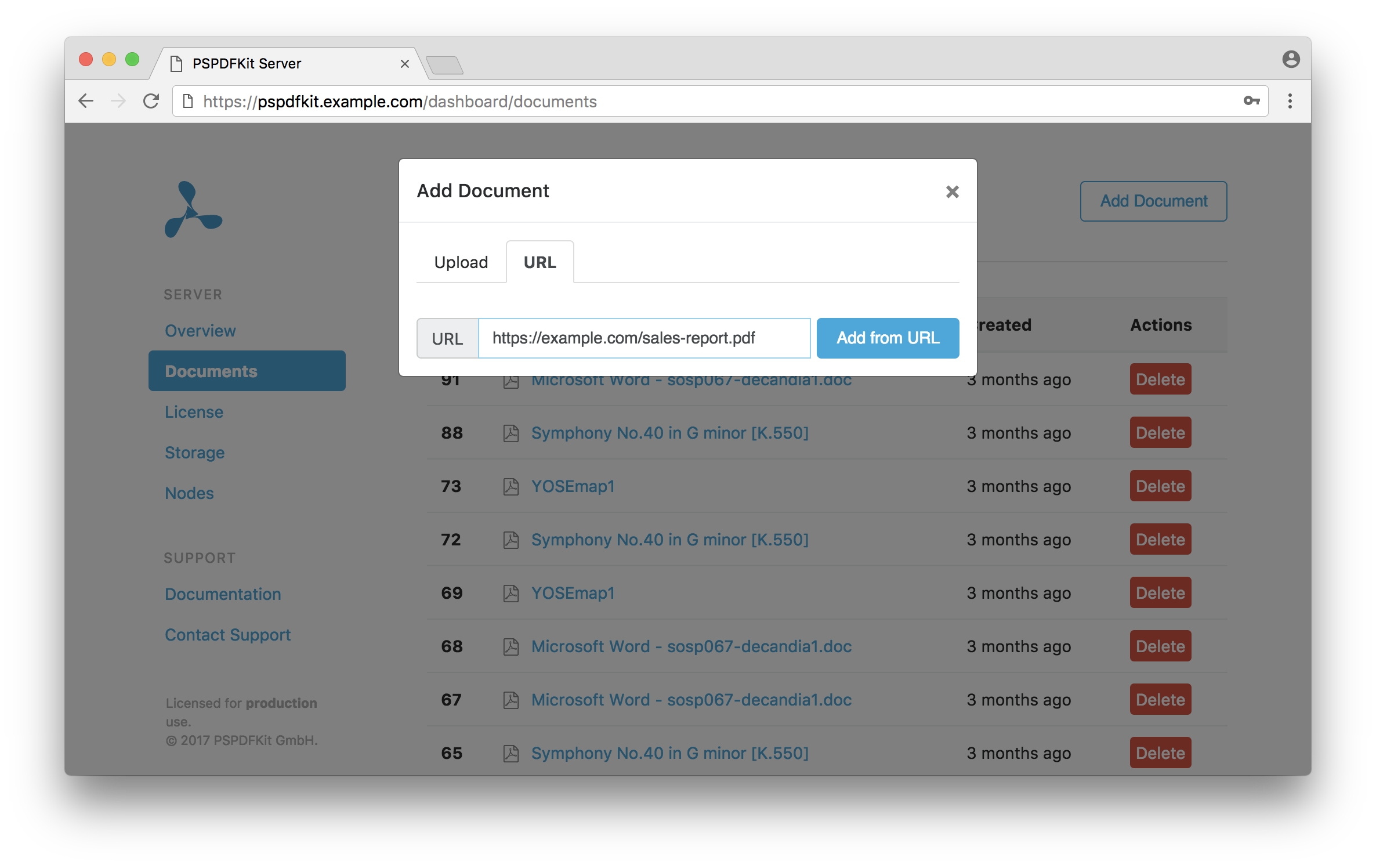 Add Externally Managed Documents To The Server