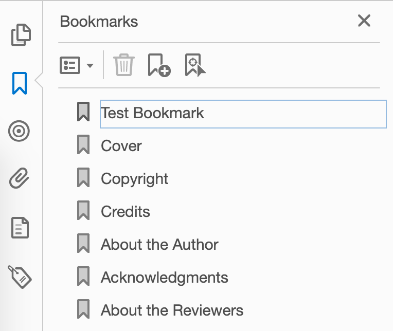 The Bookmarks panel on Acrobat.