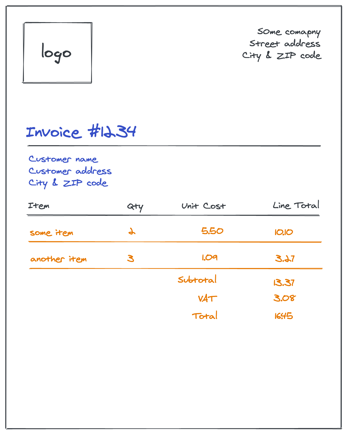 Invoice mockup