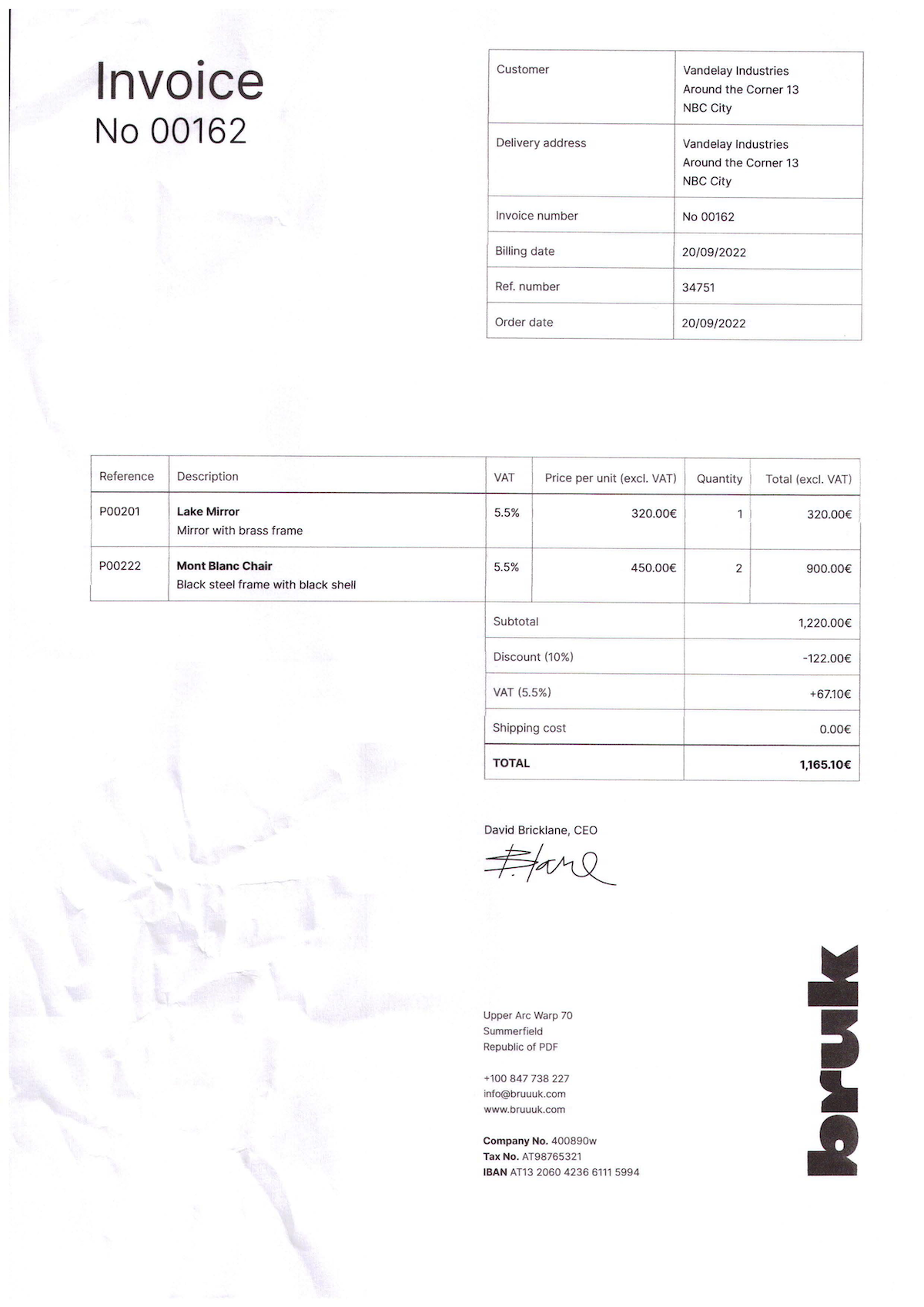 Sample invoice