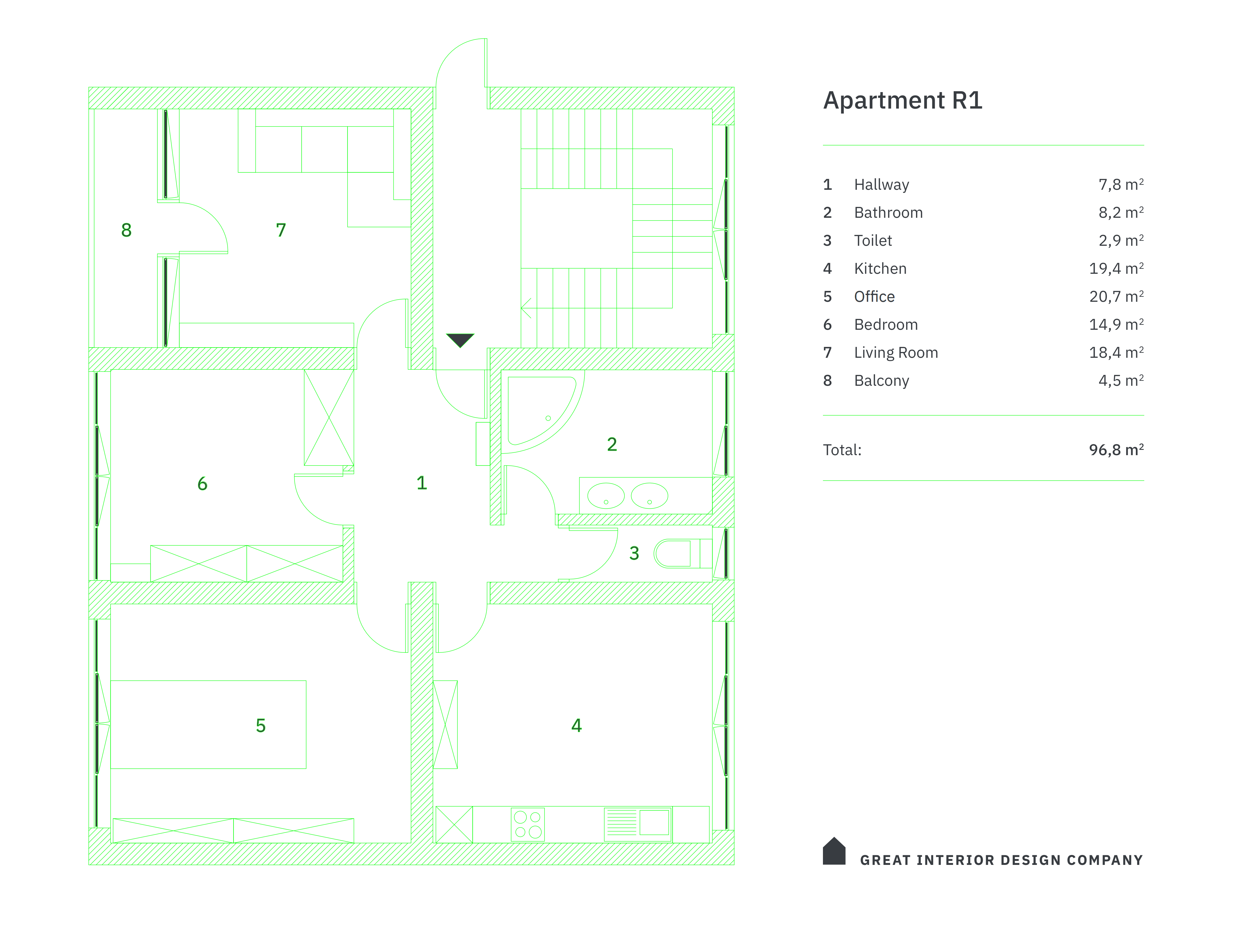 Document with lines in green