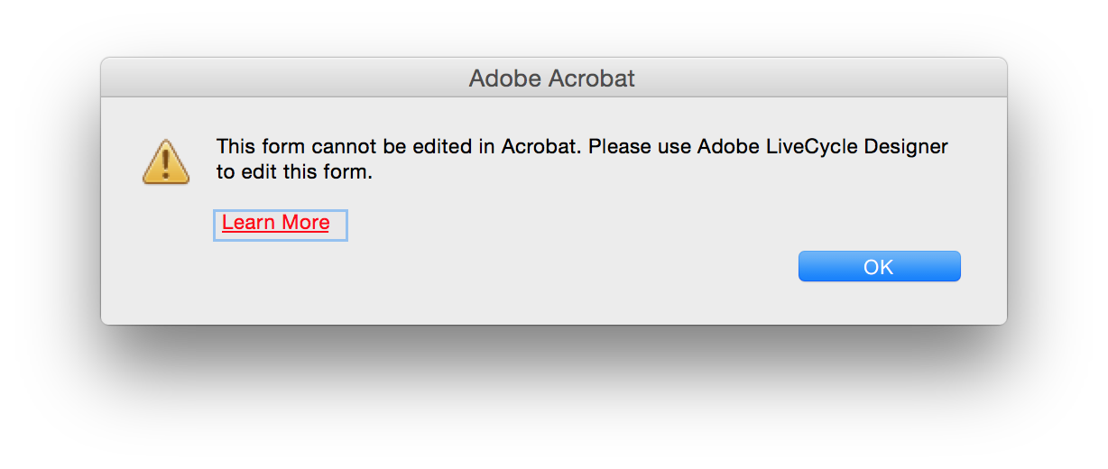 Screenshot of Adobe Acrobat alert window