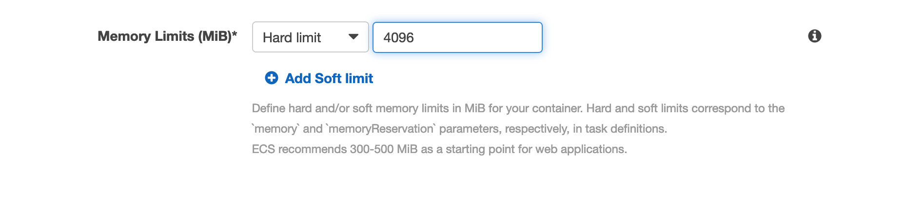 AWS Container Memory Limits