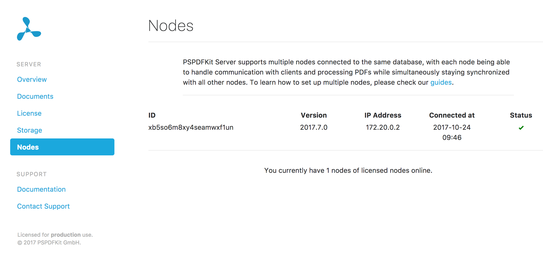 PSPDFKit Server Dashboard